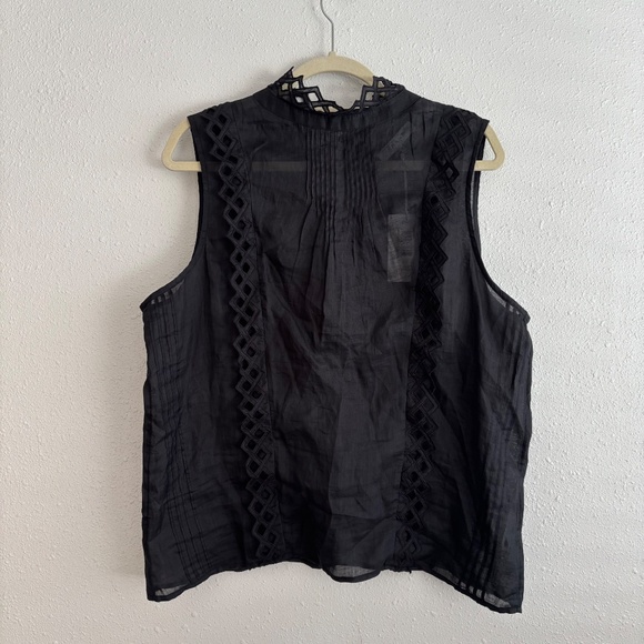 NWT FRAME Embroidered High Neck Sleeveless Top In Black Size XL - Picture 3 of 6